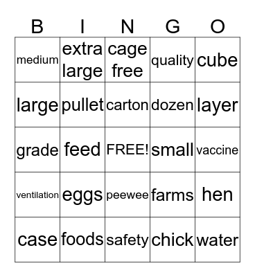 Sparboe Bingo Card