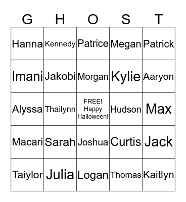 Neiner 4th Grade Bingo Card