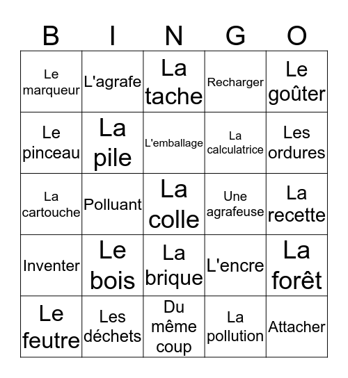 Un ado écolo Bingo Card