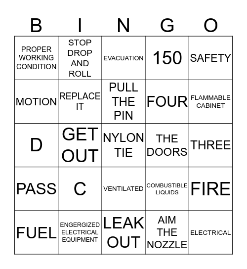 FIRE EXTINGUISHER  Bingo Card