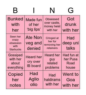 Navika’s Birthday Bingo Card