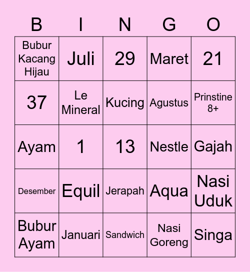 Somi Bingo Card