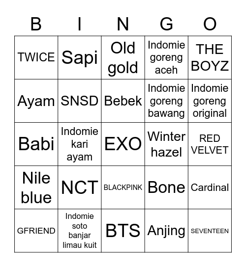 BINGO EVO Bingo Card