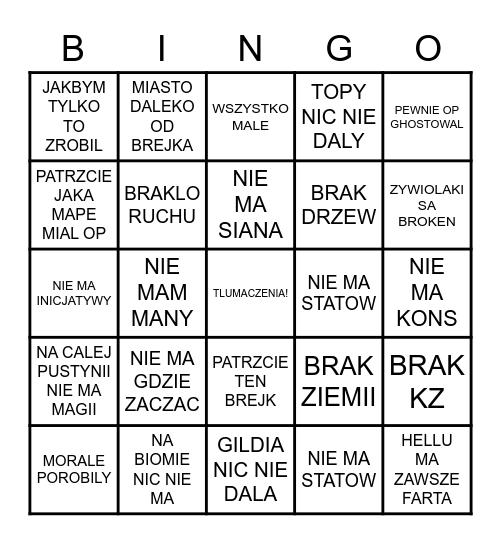 DZBAN TLUMACZENIA EDITION Bingo Card