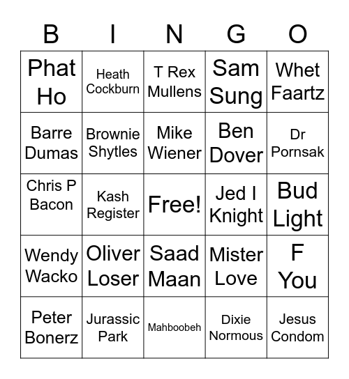 Nsfw Bingo Card 9993