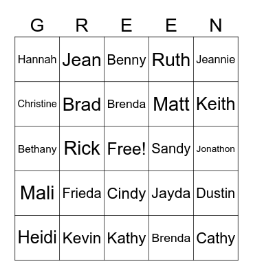 Family Reunion 2020 Bingo Card