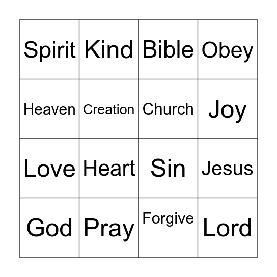 Sermon Bingo Card