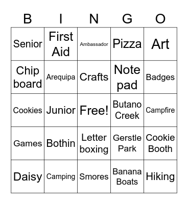 Girl Scout Bingo! Junior Bingo Card