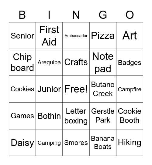 Girl Scout Bingo! Junior Bingo Card
