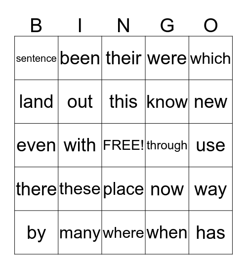 Sight Words 3rd Grade 12:00 - 12:30 Bingo Card