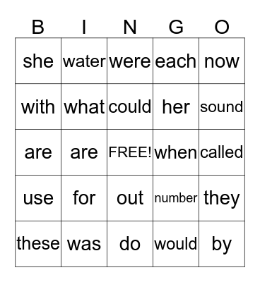 Sight Words 3rd Grade 12:30 - 1:00 Bingo Card