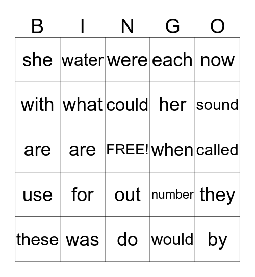 Sight Words 3rd Grade 12:30 - 1:00 Bingo Card