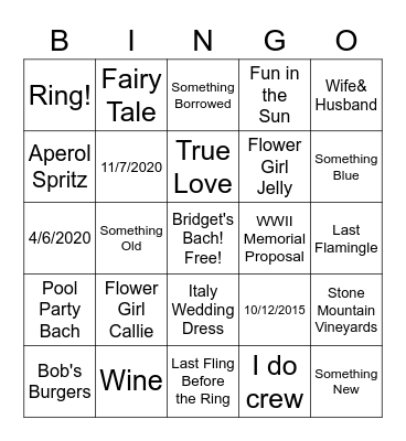 Bridget's Bach Bingo Card