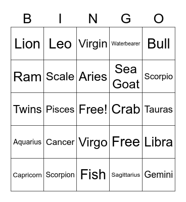Zodiac Bingo! Bingo Card