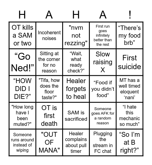 Lukewarm Static Bingo Card