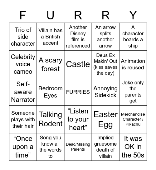 Disney Bingo Card