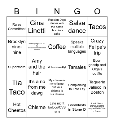 Ana's 25th Bingo Card