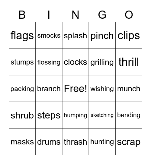 Lesson 18 Bingo Card