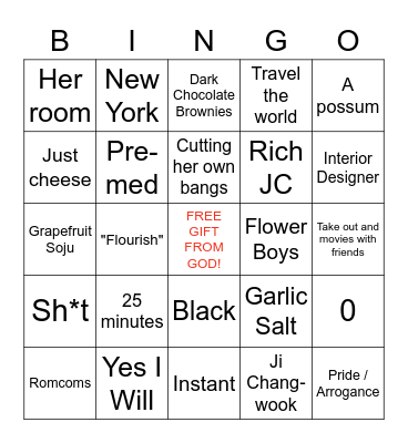 Bingo! Christina Edition Bingo Card
