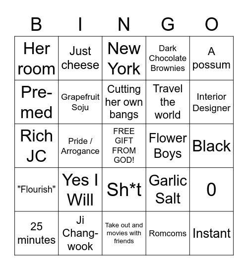 Bingo! Christina Edition Bingo Card