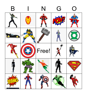 SUPERHERO BIRTHDAY Bingo Card