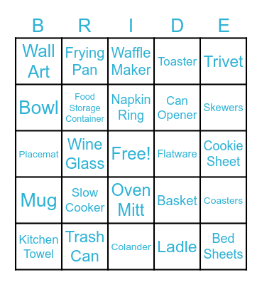 SAVANNAH'S BRIDAL SHOWER BINGO Card