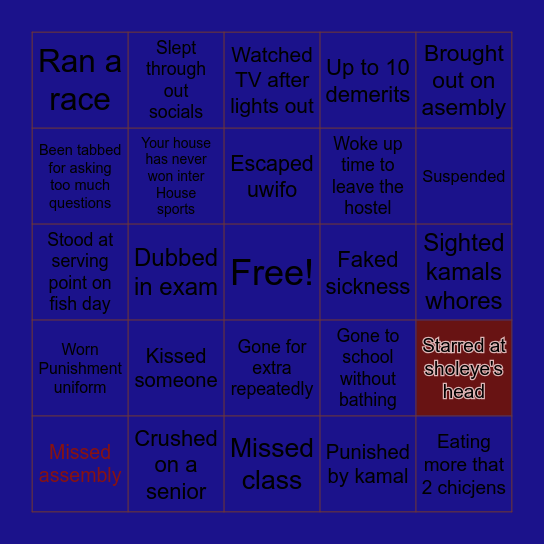 BHS💥 Bingo Card