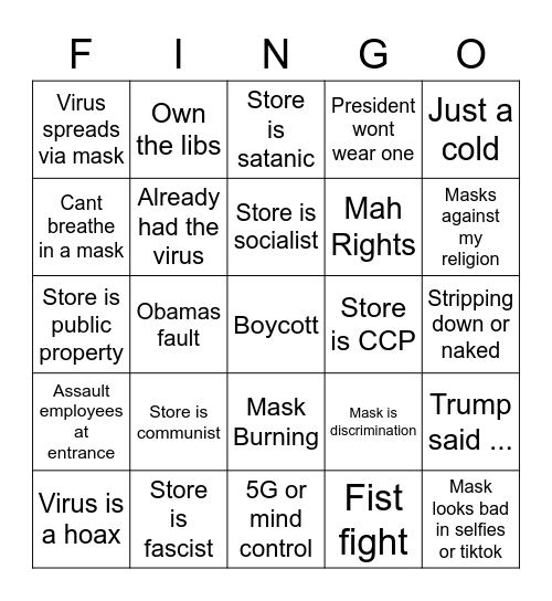 Wally World - Mask Required Bingo Card