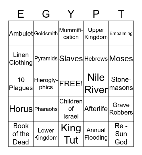 Ancient Egypt Bingo Card