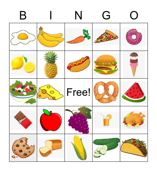 Food Bingo Card