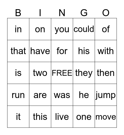 Sight Words 1st Grade 10:10 - 10:40 Bingo Card