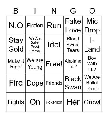 K-POPINGO Bingo Card
