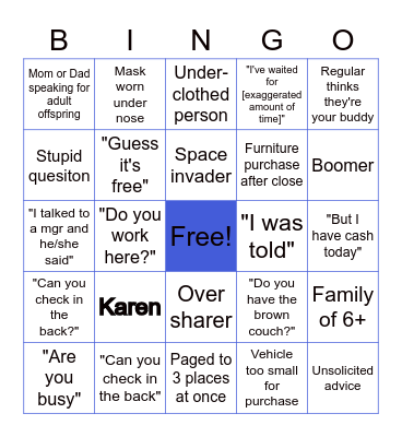Retail BINGO Card