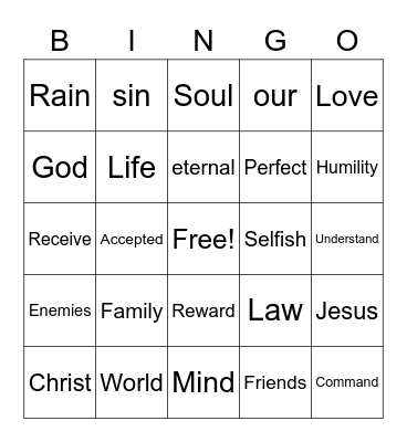 Week Three Sermon Bingo Card