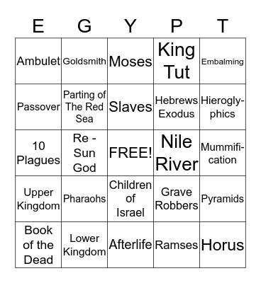 Ancient Egypt Bingo Card