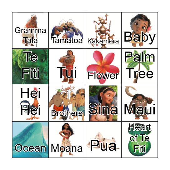 Moana Family Bingo Card