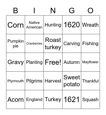 Thanksgiving Bingo Card