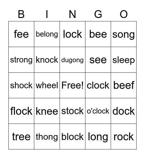 Animal Group Bingo Card