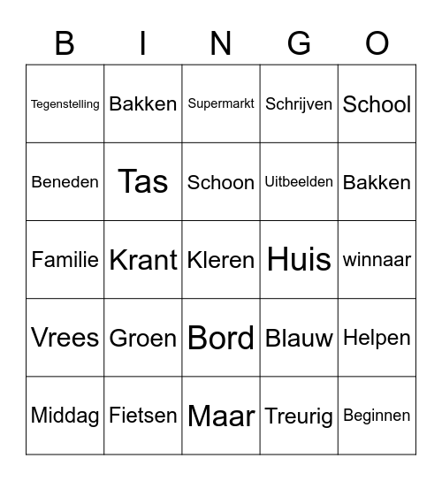 80 Nieuwe Woorden II Bingo Card