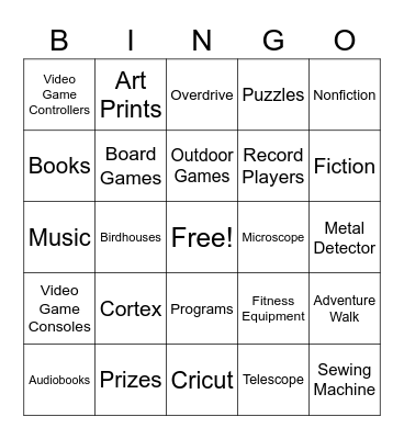Kendallville Public Library Bingo Card