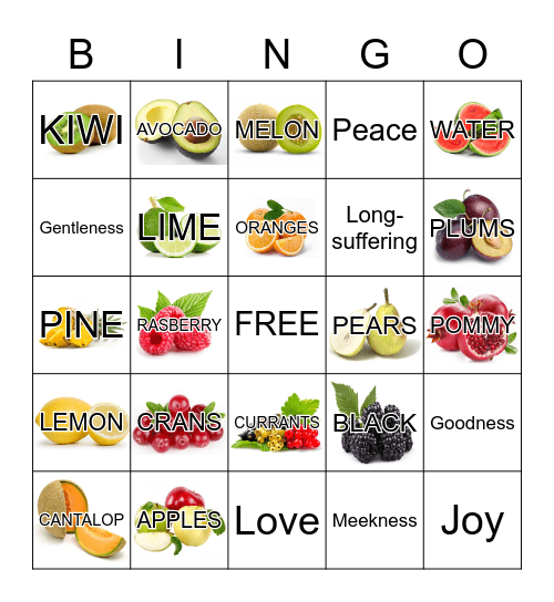 Fruit Of The Spirit Bingo Card