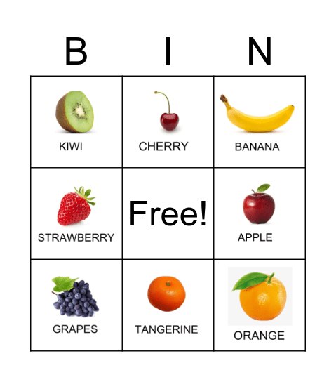 In the supermarket - Fruits Bingo Card Bingo Card