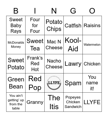 Food Bingo Card