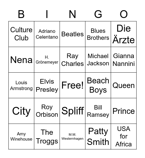 Musik-Bingo Card