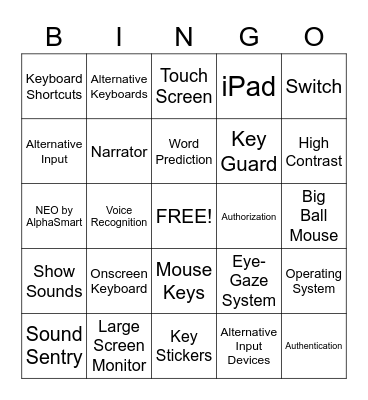 Computer Class Vocabulary Bingo Card