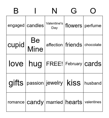 Valentine's Bingo Card