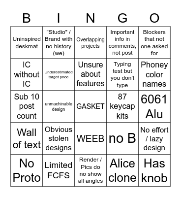 IC Thread Bingo Card