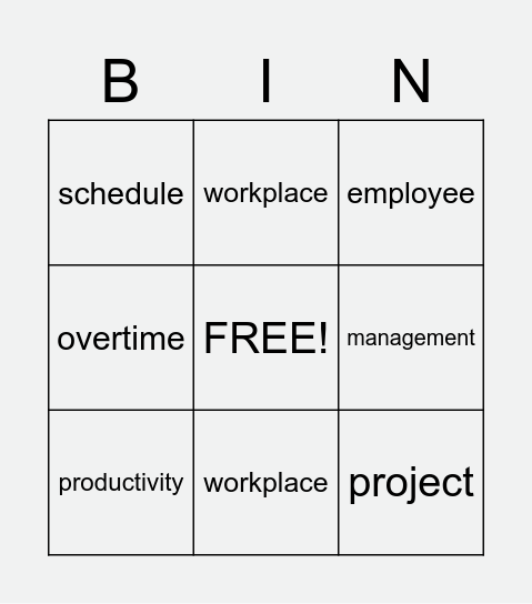 Work Culture Bingo Card