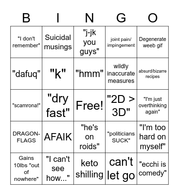 CAD Bingo Card
