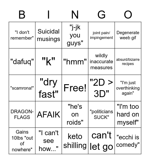 CAD Bingo Card